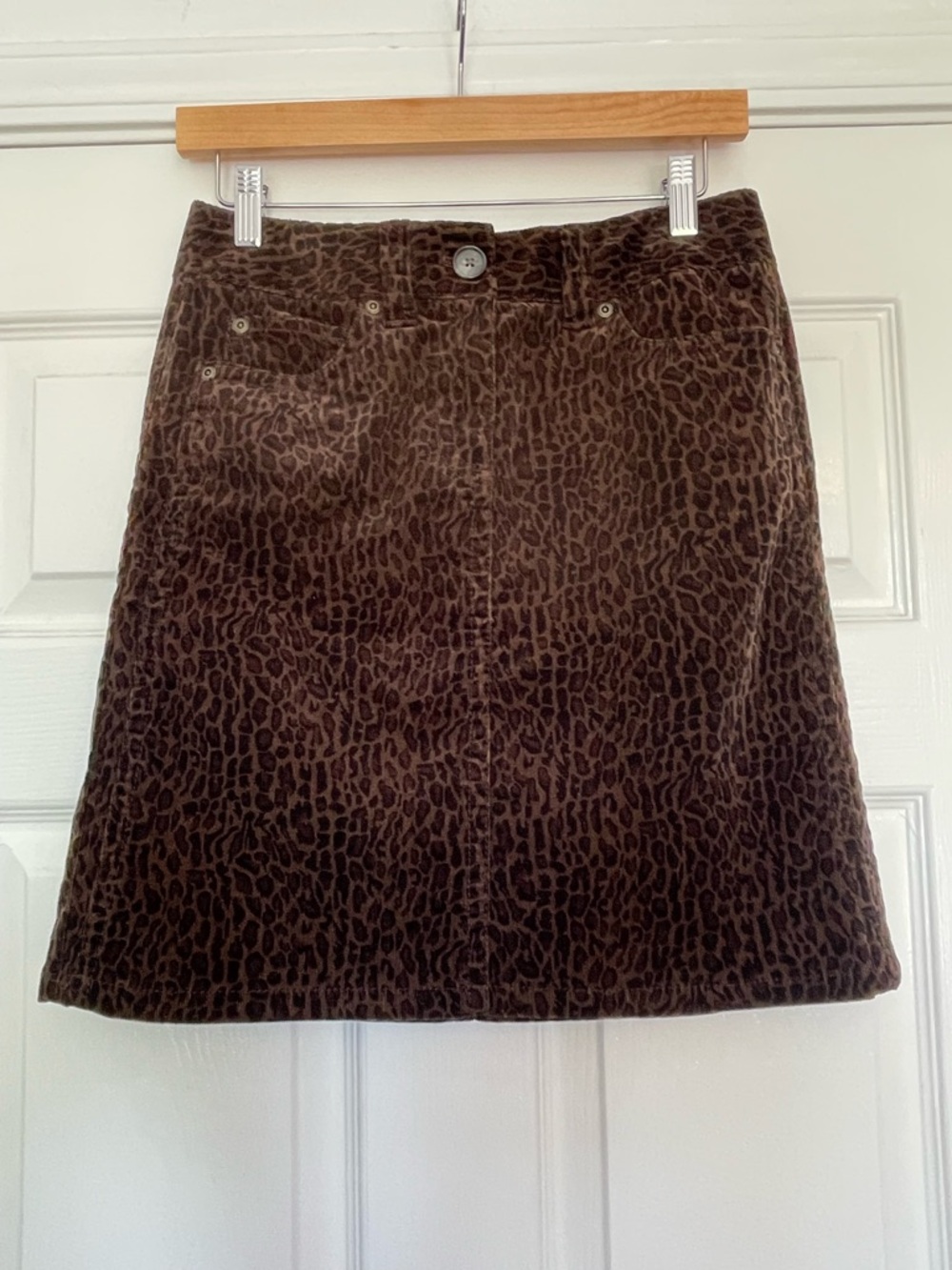 Ann Taylor Brown Leopard-Print Corduroy Mini Skirt